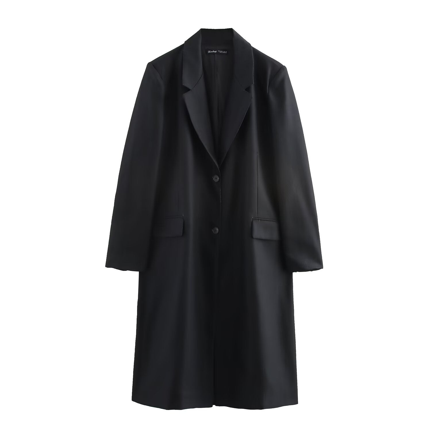 Striped straight tube coat with temperament long suit jacket