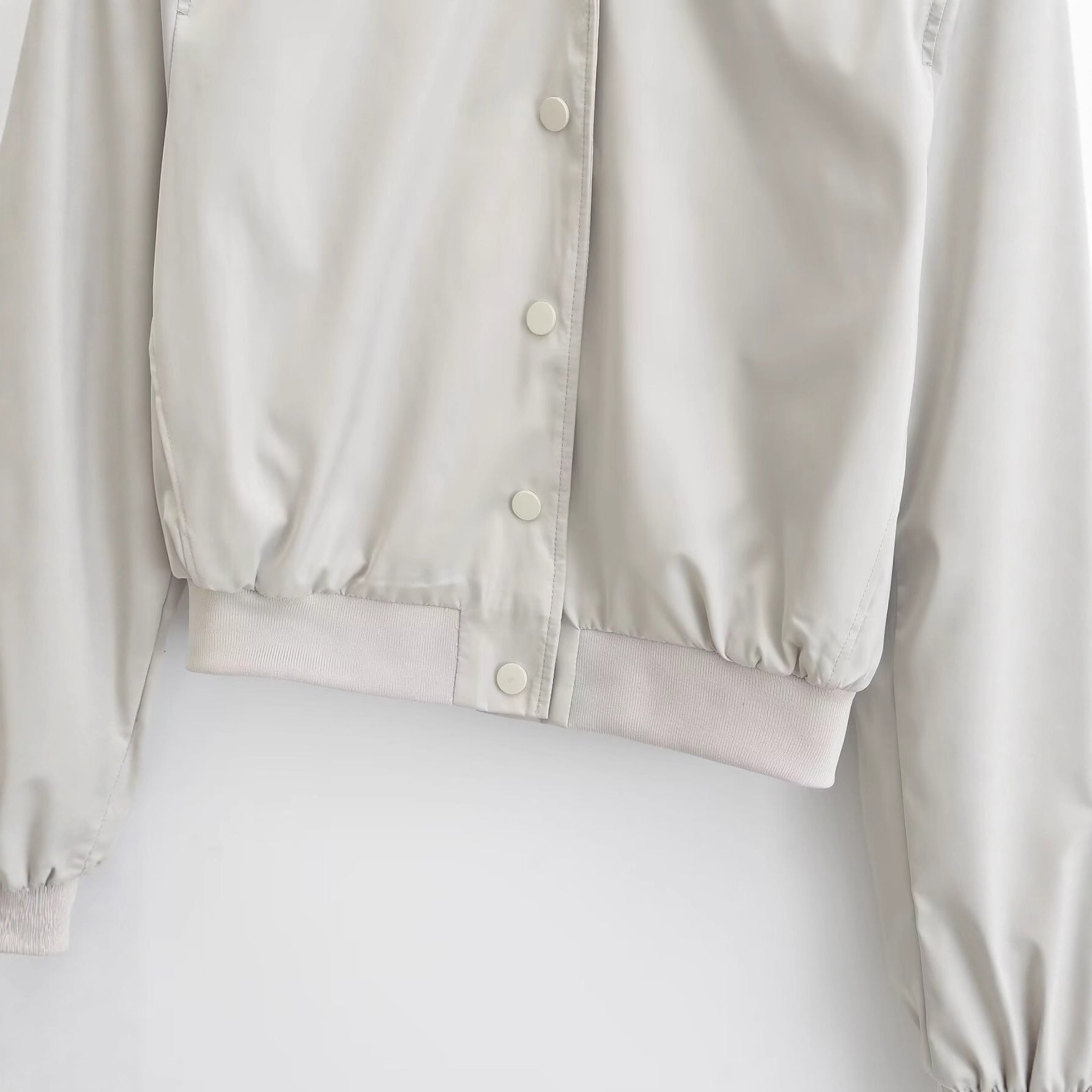 Round neck single breasted solid color jacket for women
