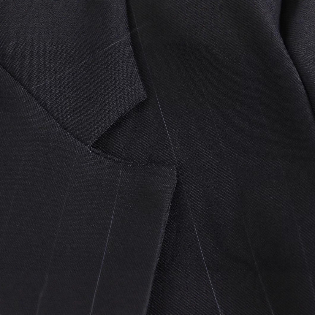 Striped straight tube coat with temperament long suit jacket